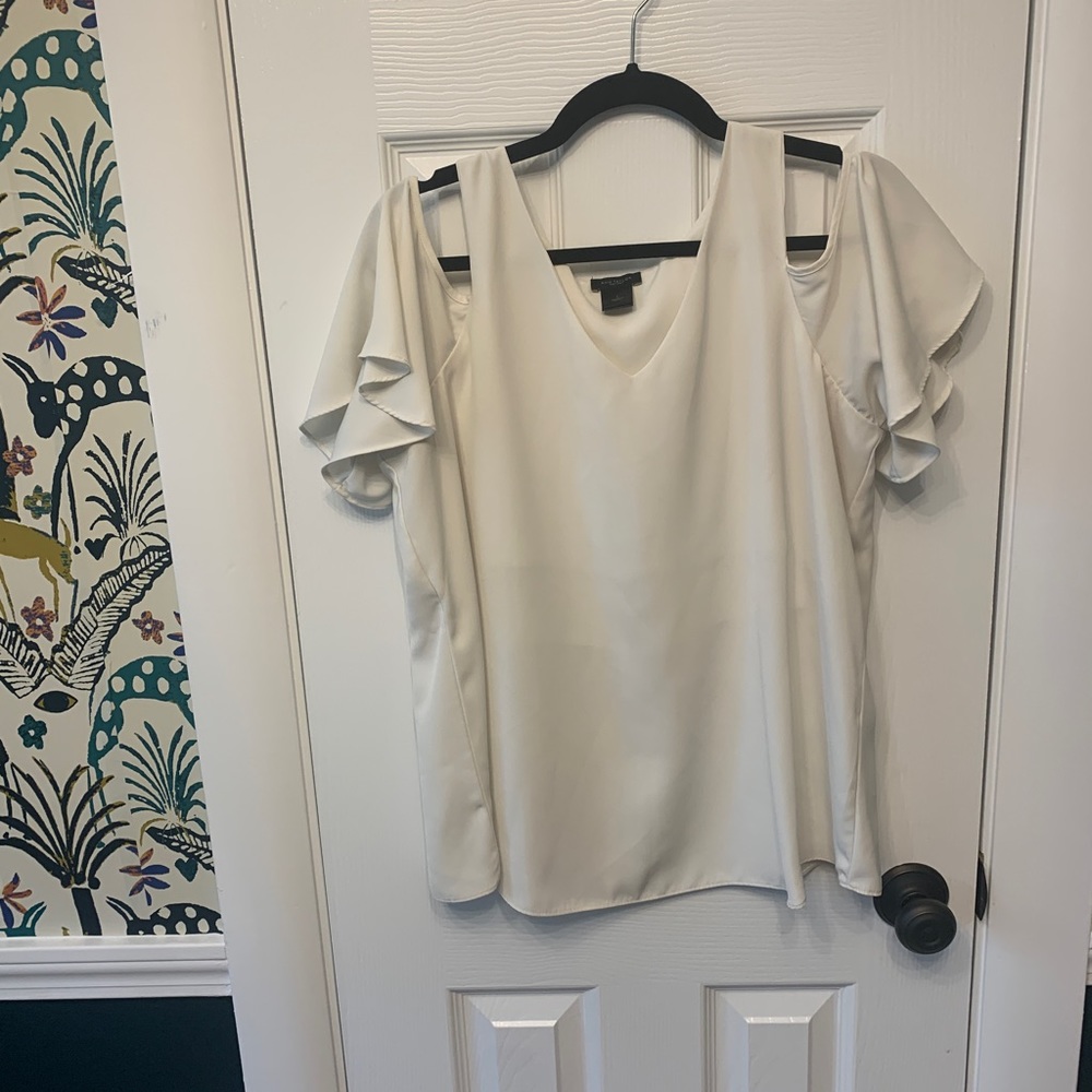 Ann Taylor Cold Shoulder Blouse, Size Large